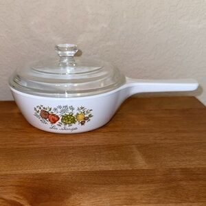 Vintage Corning Ware Spice of Life La Sauge 1 Pint Saucepan Handle Pyrex Lid USA
